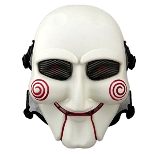 haoyk máscara de calavera máscara de cara máscara de protección Gear Tactical Airsoft y al aire libre CS juego de guerra máscara Scary Ghost máscara para Halloween Cosplay máscara, White with Red