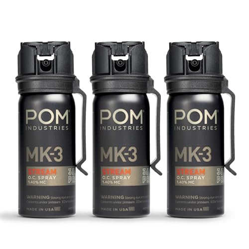 POM MK3 Pepper Spray, Belt Clip Model, Maximum Police Strength OC with UV Marking Dye, Quick Flip Top Safety, 360° Performance at Any Angle, Powerful Accurate Stream, 18 ft Range, 1.8 fl oz