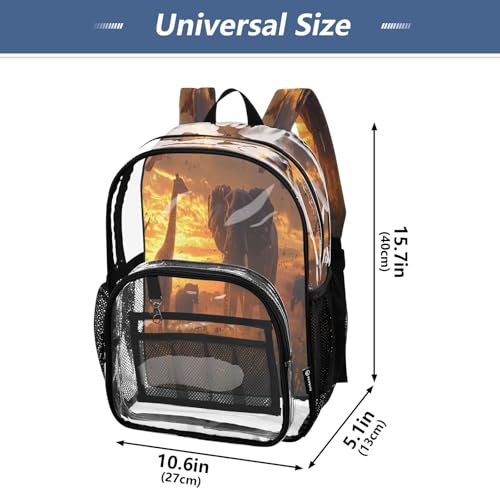 Wild Animals Clear Backpack - Stadium Approved Large 15.7-inch Waterproof Transparent Bag for Sports, Concerts, Work, Travel#4014