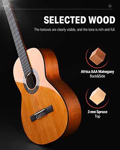 Donner Guitare Classique 4/4 Pack pour Adulte Débutant Guitare Acoustique Folk 39 Pouces avec Nylon Corde Accordeur… - Les Beatles, Paul McCartney, John Lennon, RIngo Starr, George Harrison Donner Guitare Classique 4/4 Pack pour Adulte Débutant Guitare Acoustique Folk 39 Pouces avec Nylon Corde Accordeur… – Image 6