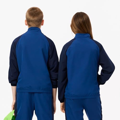 Lacoste Kids Zip-Up Color Block Sweater, NAVY BLUE/GLOBE, 12 Years3