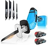 【Multifunktionale Verwendung von 4-Klingen】Das Akku Säbelsäge Set ist mit 4-Sägen ausgestattet, die alle Schneidanforderungen erfüllen können. Ein werkzeugloses Klingenaustausch-System ermöglicht es Ihnen, einfach zwischen allen Klingen zu wechseln, um Holz, Äste, PVC-Rohre, Metalle und mehr zu schneiden.