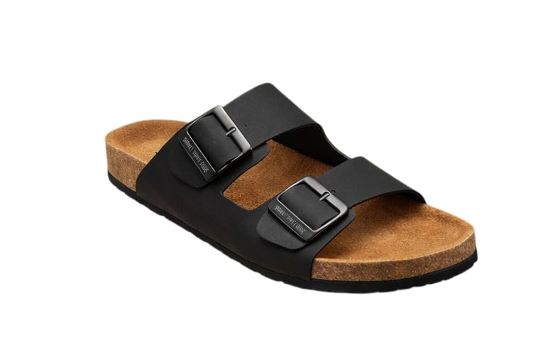 Men’s Casual Sandals | Cork Footbed Slippers for Men | Comfortable Double Strap Sandal | Anti-Slip Daily Use Sandals for Men