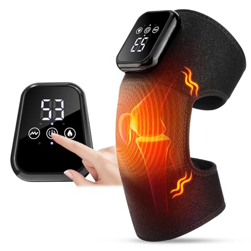 Knee Massager Heated Knee Support with Massage Knee Massager Heat and Vibration for Arthritis Cordless Heating Massager Wrap with Infrared for Elbow/Shoulder Relax Joint Stiff/Muscle Strain