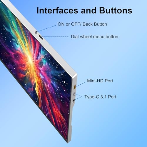 Image of 14 inch Portable Dual Monitor for 13.3-16 Inch Laptops | Aluminum Alloy Folding Screen Extender to Create Triple Display, Plug & Play (USB-C /Mini H /D) for Work, Travel, Home