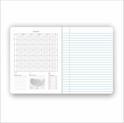 Cahier de composition grand format à larges lignes avec couverture rigide