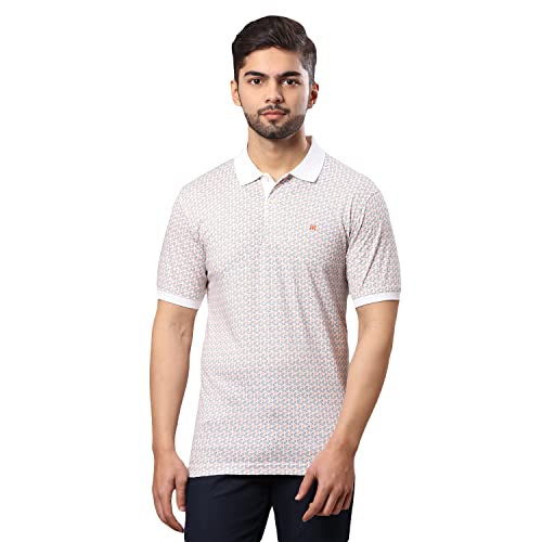 Image of Raymond Men's Pure Cotton Print Pattern Modern Fit Polo Collar Polo Neck Half Sleeve Casual T-Shirt