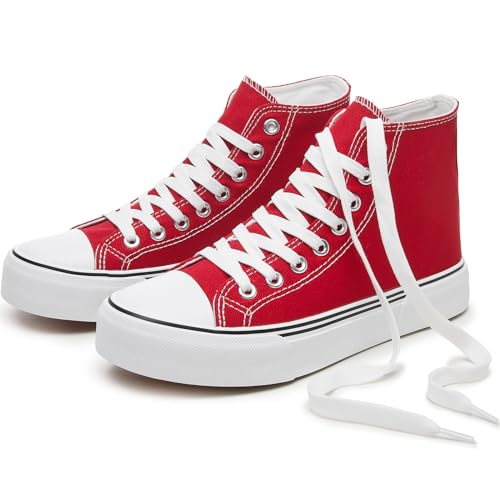 hash bubbie High Top Sneakers for Women Classic High Tops Canvas Shoes Lace up Women's Fashion...