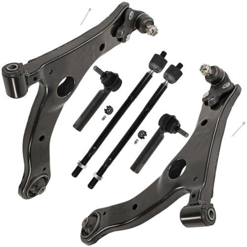 Image of Detroit Axle - 6pc Front Control Arms Kit for 2014-2019 Toyota Corolla [Sedan], 2 Lower Control Arms with Ball Joint 4 Outer Inner Tie Rods 2015 2016 2017 2018 Replacement