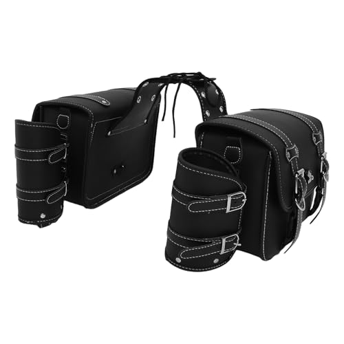 Sacoche étanche latérale moto cuir Lazyback fond Oxford amovible noire