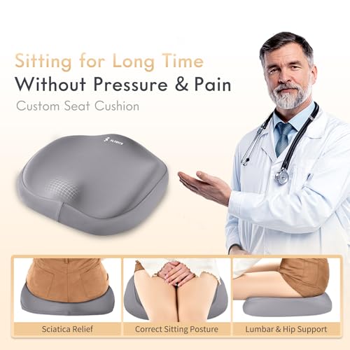 Image of FLORICH Car Seat Cushion and Lumbar Support Headrest Pillow Memory Foam Seat Cushion Ergonomic 2-in-1 Car Neck Pillow & Back Support for Car Truck Seat Long Driving Sciatica Tailbone Pain Relief, Gray