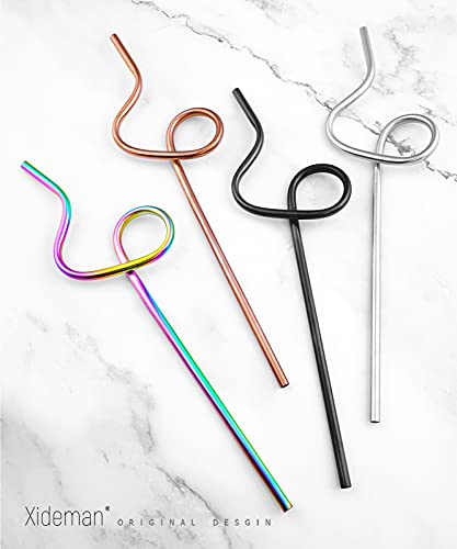 Pitillos de acero inoxidable reutilizables con estuche de viaje y cepillo de limpieza, set de 4 miniatura 2
