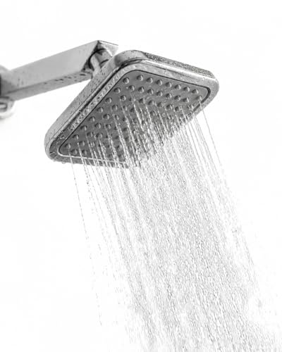 Image of KABA by ACQUASO 4x4 inch Inch Overhead Shower | High Pressure Rain Spa Showerhead for Luxury Bathroom | Rainfall Shower Head | Easy Wall Mount Installation with 9 inch Steel ARM (CAMARY)