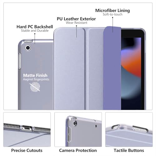 Image of MOCA Case for 7.9 inch inch iPad mini 1 Mini 2 Mini 3 iPad A1432 A1454 A1455 A1489 A1601 A1490 A1491 A1599 A1600 Translucent Back Stand Flip Cover case (Lilac Purple)