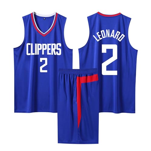 ABRTJCL 2-Teiliges Kinder/Erwachsene Basketball Sportbekleidung, Kinder/Erwachsener Basketball T-Shirt Weste + Shorts, Kinder/Erwachsener Basketball Trikot Shirt und Shorts Blau L