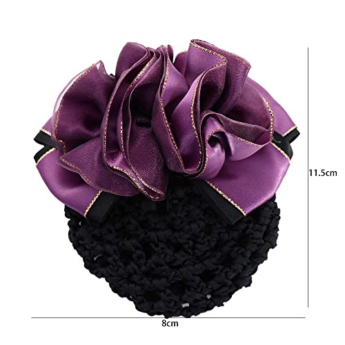 Pokinge 4PCS Women Hair Bun Cover Net Elegant Floral Hair Clip miniatura 2