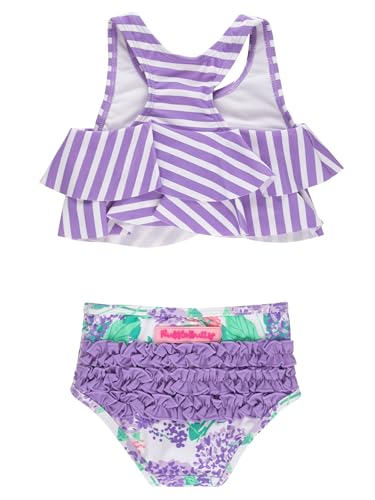 Image of RuffleButts Girls UPF50+ Sun Protection Flounce Bikini Two Piece Swimsuit