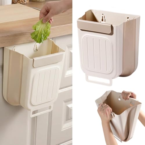 Image of Foldable Hanging Trash Can White 3.2 Gallon