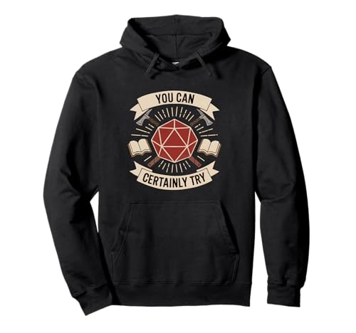 You Can Certainly Try RPG Dice Gamer Dragon Gamer Funny Pullover Hoodie