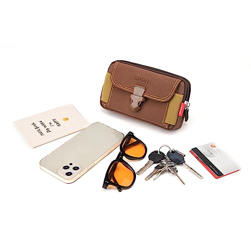 Men Waist Pack Small Crossbody Bag Wallet Outdoor Fanny Bag Mini Shoulder Bag Phone Holsters Case Belt Loop Pouch Waist Bag 3 Layers 2 Zipper Pockets Cell Phone Messenger Bags For Iphone/Samsung #TOP7