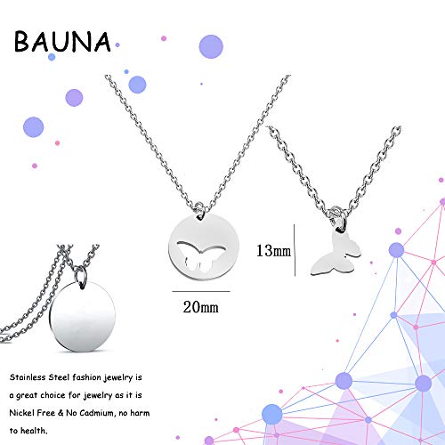 BAUNA Mother Daughter Gifts Mother and Daughter Necklace Set for 2 Butterfly Necklace Matching Jewelry for Mommy and Me3
