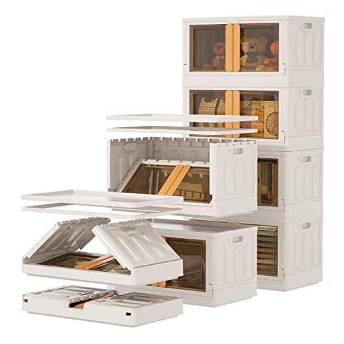 Plastic Storage Bins With Lids- 34Qt Stackable Storage Bins, Closet Organizers And Storage, Dvd Front Opening Storage Box, Bathroom Organizer, Rice Storage Container, Folding Storage Boxes Set(3 Pack) #TOP4