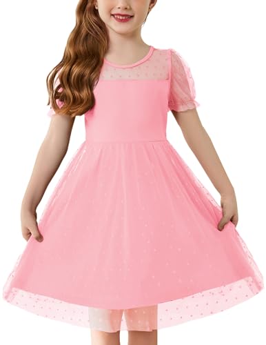 Arshiner Toddler Girls Tulle Summer Puff Sleeve Baby Girls Tutu Princess Party Casual Dress 2-6Y