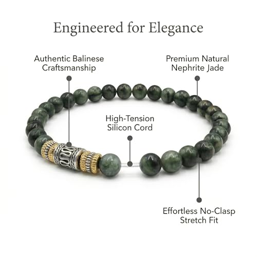 Pulsera de cuentas de jade verde y plata esterlina miniatura 7