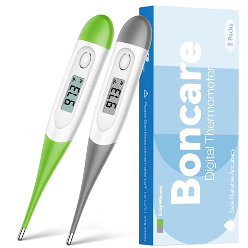 Thermometer for Baby, 2 Packs, Rectal Digital Thermometer with 10 Seconds Fast Reading (Grey+Green)