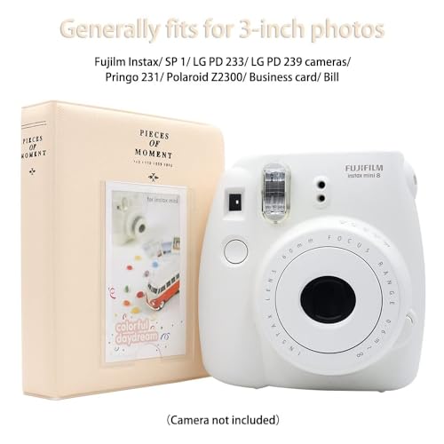 Image of ZENKO 64 Pockets Photo Album for Fujifilm Instant Mini 13 /12 /11 /9 /8 /SE /41 /99 /Evo /Liplay Instant Camera /Mini Link Printer, Polaroid Snap Touch PIC-300 Z2300 Mint Zip Instant Camera Printer- Beige