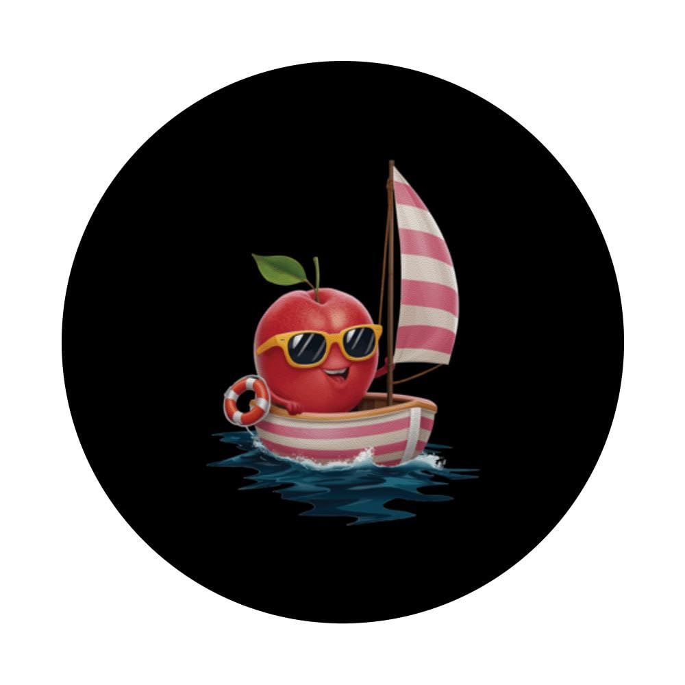 Fruit Boating Nectarine PopSockets Swappable PopGrip, Black - Image 3
