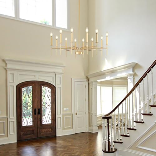 Pevfah PH3060 Modern Farmhouse Gold Chandeliers For Dining Room Light Fixture, 12-Light Metal Candle Chandeliers Lighting thumb #2