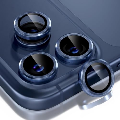 Image of Choiche Camera Lens Protector Compatible for iPhone 17 Pro 6.3-Inch and iPhone 17 Pro Max 6.9-Inch, 9H Tempered Glass Metal Individual Ring Cover, Easy Installation Tray, HD Clear, 1 Set (Blue)