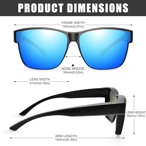 Image of Polarized Sunglasses Fit Over Glasses for Women Men, Oversized Square Sun Glasses UV400 Protection