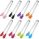 Shindel Silicone Mini Tongs, 8pcs 5-inch Kids Tongs,Colourful Small Food Tongs for Serving Food, Ice Cube, fruits, Sugar,Kitchen Gadgets
