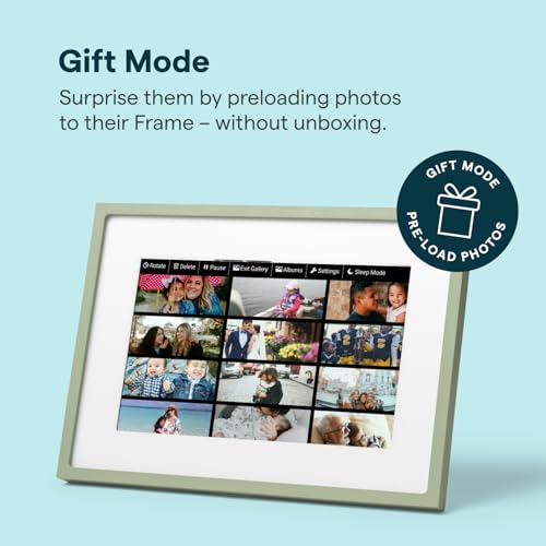 Image of Skylight Digital Picture Frame 2 - 10 inch Full HD Wi-Fi Touch Screen, 16GB Digital Photo Frame, Load Photos & Videos Directly from Phone, Anti-Glare - Ideal for Personalized Gifting, Classic Green