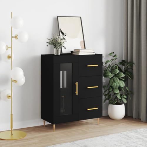 Lalfkkii Aparador decorativo de interiores, estilo buffet, moderno, mueble de entrada, armario portaobjetos para salón, dormitorio u oficina, diseño sencillo y práctico, color negro, 69,5 x 34 x 90 cm