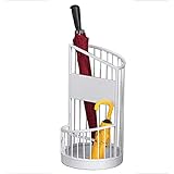  Porte-parapluie en fer forgé de qualité supérieure – Support de rangement antidérapant élégant pour l\'entrée de la maison et de l\'hôtel – Design creux stratifié – Grande taille – Finition blanche