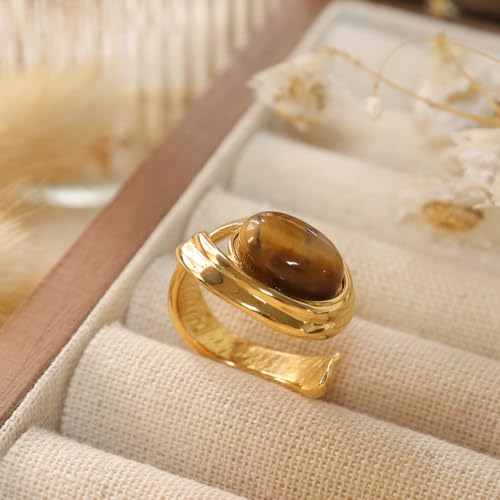 Chunky Gold Statement Dome Rings for Women, Exaggerated Thick Adjustable Open Finger Ring Prom Fashion Jewelry Gift.4