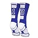Custom Team Number Crew Socks | Athletic Socks by ChalkTalkSPORTS | Blue | 13