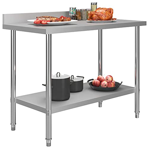 Lechnical Küchen-Arbeitstisch mit Aufkantung Zubereitungstisch Gewerbliche Edelstahltisch Catering Küchentisch 120 x 60… – Bild 3