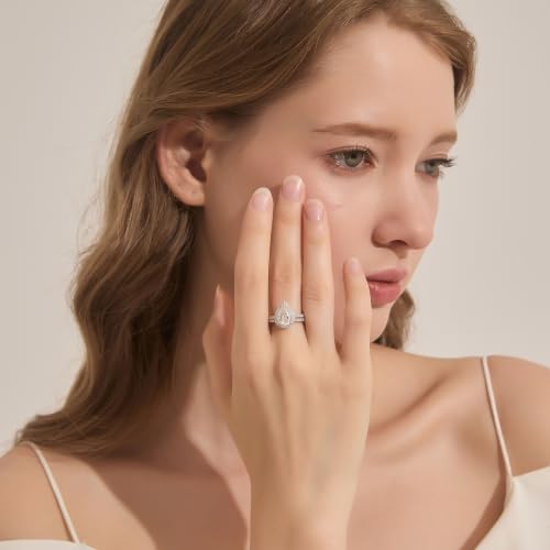Image of Moissanite Wedding Ring Sets for Women Bridal Ring Set D Color VVS1 Different Cut Engagement Rings S925 Sterling Silver Promise Rings for Wife