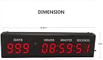 LED Countdown Clock Safety Event Timer with Remote and Buttons for 1.8'' 9 Digits