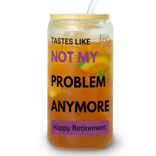 Suyka Funny Retirement Gift for Women - Happy Retirement Iced Coffee Cup - Perfect for Coworkers, Teachers, Moms and Bosses - Farewell and Leaving Gifts - Not My Problem Anymore (Happy Retirement)