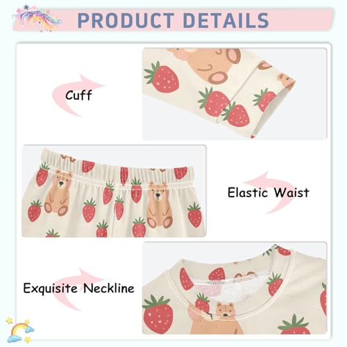 ALAZA Bear Fruit Animal Strawberry Pajamas Long Sleeve Sleepwear 2-Piece Pajama Set4