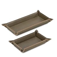Navaris Faux Leather Valet Tray Set of 2, Catch all Tray, Key Tray for Entryway Table, Nightstand Tray, Catchall for Keys, Watch, Remote, Phone, Valet Tray for Men, Mens Valet Tray