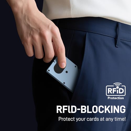Image of Slim Wallet for Men, Air Wallet Build in Airtag Chip, Smart Wallet Compatible with Apple Find My iOS Only, Minimalist Front Pocket Wallets RFID-Blocking Card Holder with Money Clip (Blue)