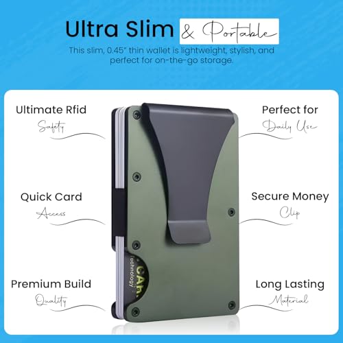 RFID-Blocking Wallet – Premium Aluminum Credit Card Holder with Pop-Up Case & Money Clip Wallet – Slim Minimalist Design – Secure RFID Wallet for Men & Women (Green)2