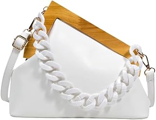 Miyabitors Nuove Borse e borsette con Clip in Legno Borse da Donna Borsa a Tracolla di Colore Puro Borsa a Tracolla alla Moda Borsa in Pelle di Design