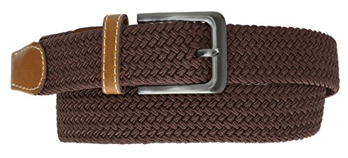 Marshal Wallet Mens Elastic Silver Buckle with Tan Tabs Braided Stretch Belt